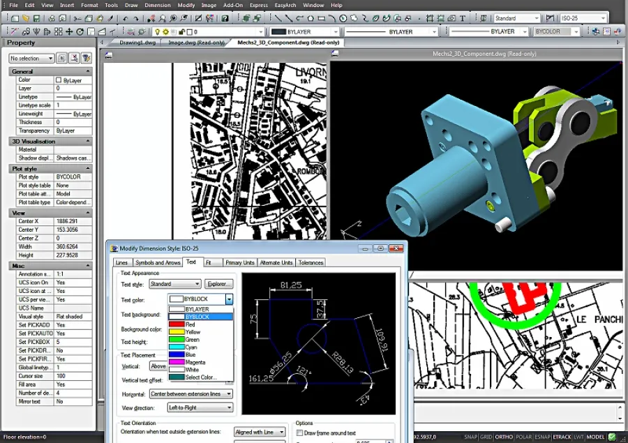 Software CAD aperto con modello tridimensionale di componente industriale