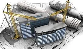 Rendering tecnico di edificio o struttura in fase progettuale